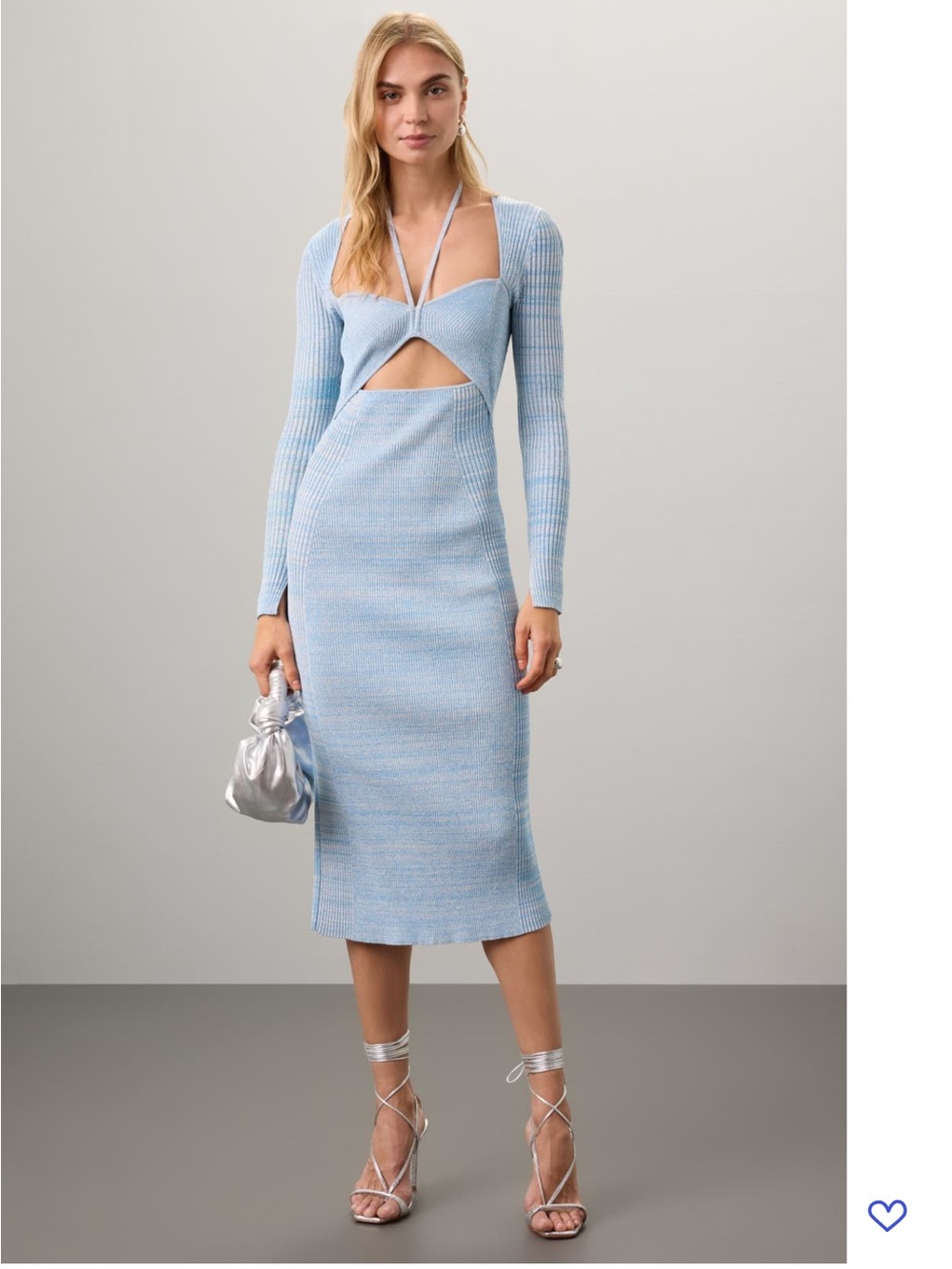 Jonathan Simkhai Alexia Dress Pale Blue Ribbed Cutout Midi Dress